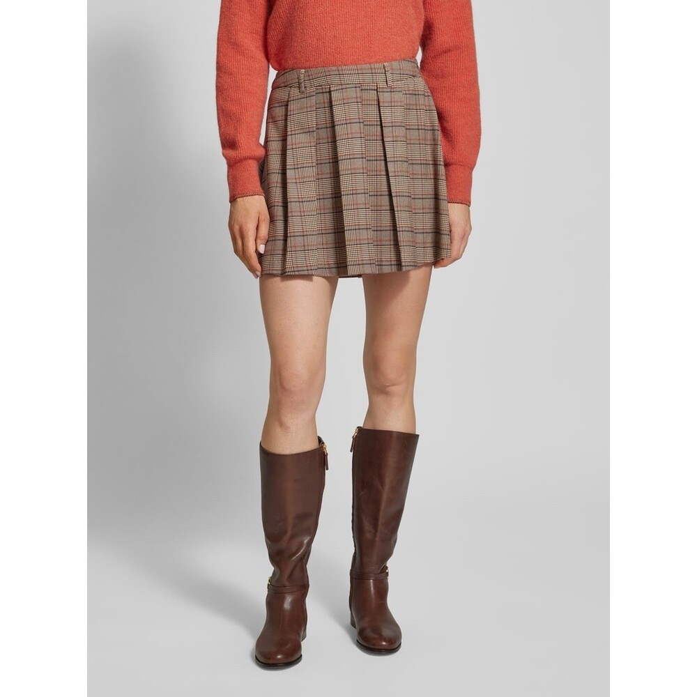 Vero Moda Skirt Womens Size 4 Beige Plaid Pleated Mini Preppy A-Line